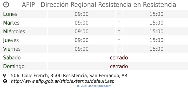 AFIP Direcci n Regional Resistencia Resistencia horarios 506