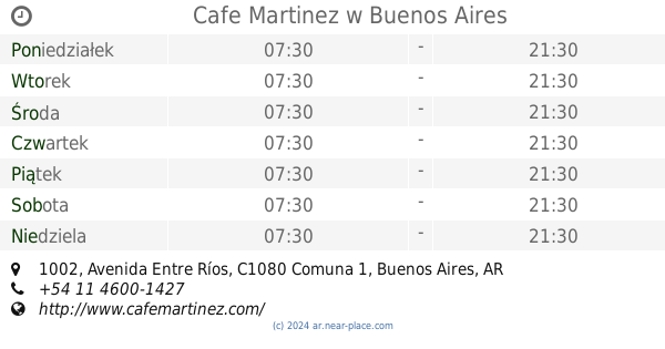 🕗 Cafe Martinez Buenos Aires godziny otwarcia, 1002